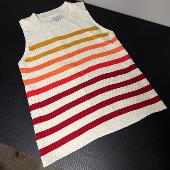 Lucky Brand Womens Ivory Knit Ombre Striped Tank Top Sweater​ - Picture 2 of 3